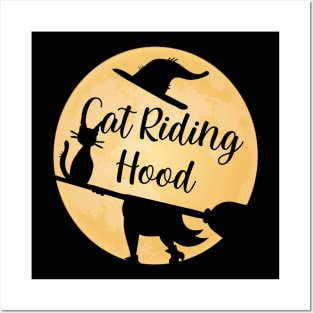 Cat Riding Hood Funny Witch Halloween Gag Gift Costume Posters and Art